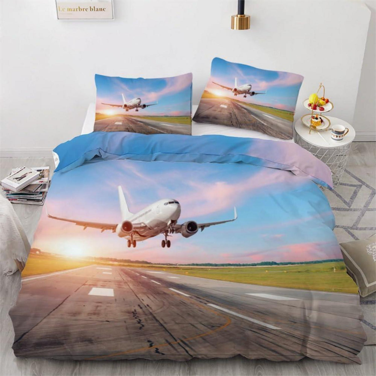 Kinder Bettwäsche Flugzeug 135x200 cm 4tlg. Mikrofaser 3D