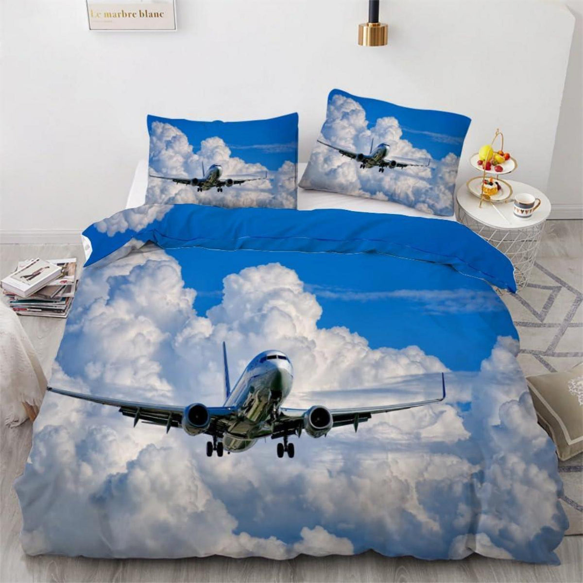 Flugzeug Kinderbettwäsche Set 135x200 cm, 2-teilig