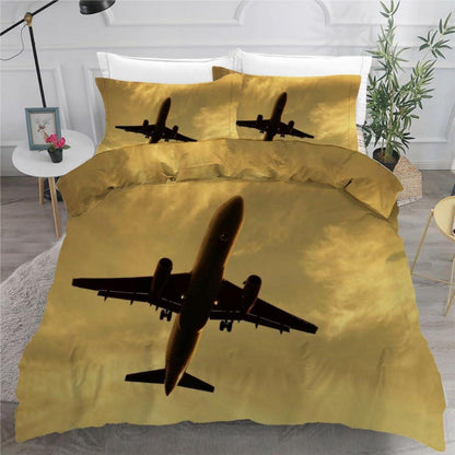 Flugzeug Kinderbettwäsche Set 135x200 cm 4-teilig Mikrofaser