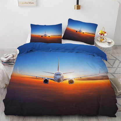 Flugzeug Bettwäsche Set 220x240 cm - 3-teilig Mikrofaser