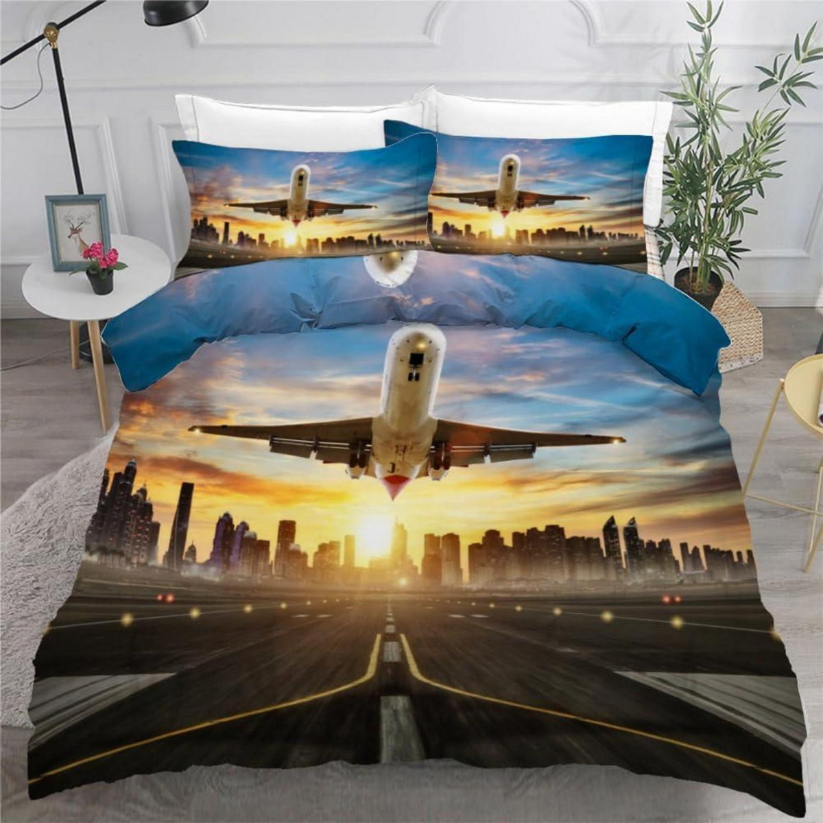 Kinder Bettwäsche Flugzeug 135x200 cm 4tlg. 3D Mikrofaser