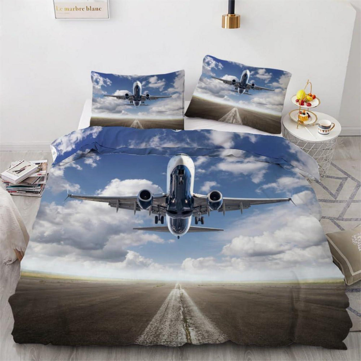 Flugzeug Bettwäsche Set 220x240 cm - 3-teilig Mikrofaser