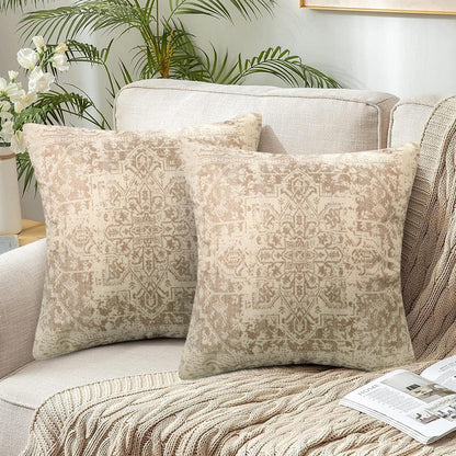 Boho Kissenbezüge 50x50 cm - 2er Set, Beige, Exotische Muster