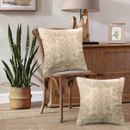 Boho Kissenbezüge 50x50 cm - 2er Set, Beige, Exotische Muster