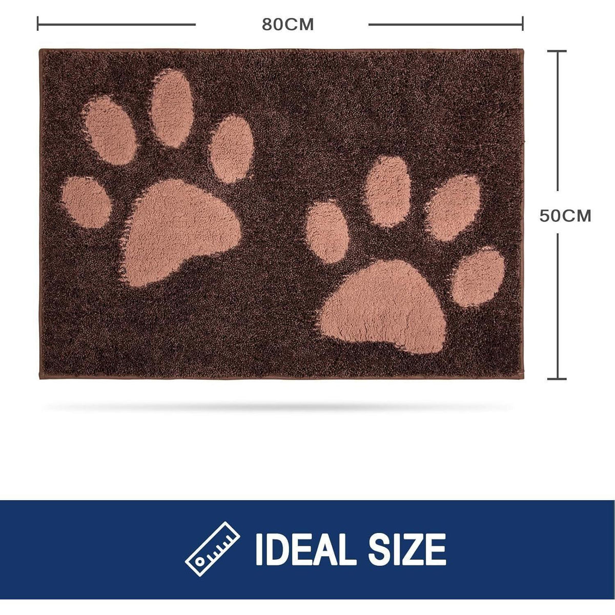 Waschbare Fußmatte 50x80 cm – Braun, Schmutzfangmatte Innenbereich