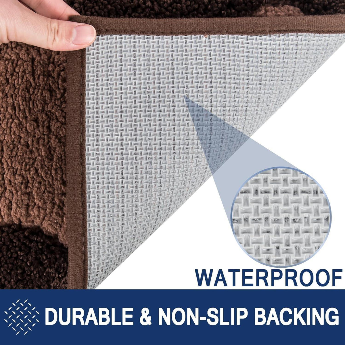 Waschbare Fußmatte 50x80 cm – Braun, Schmutzfangmatte Innenbereich