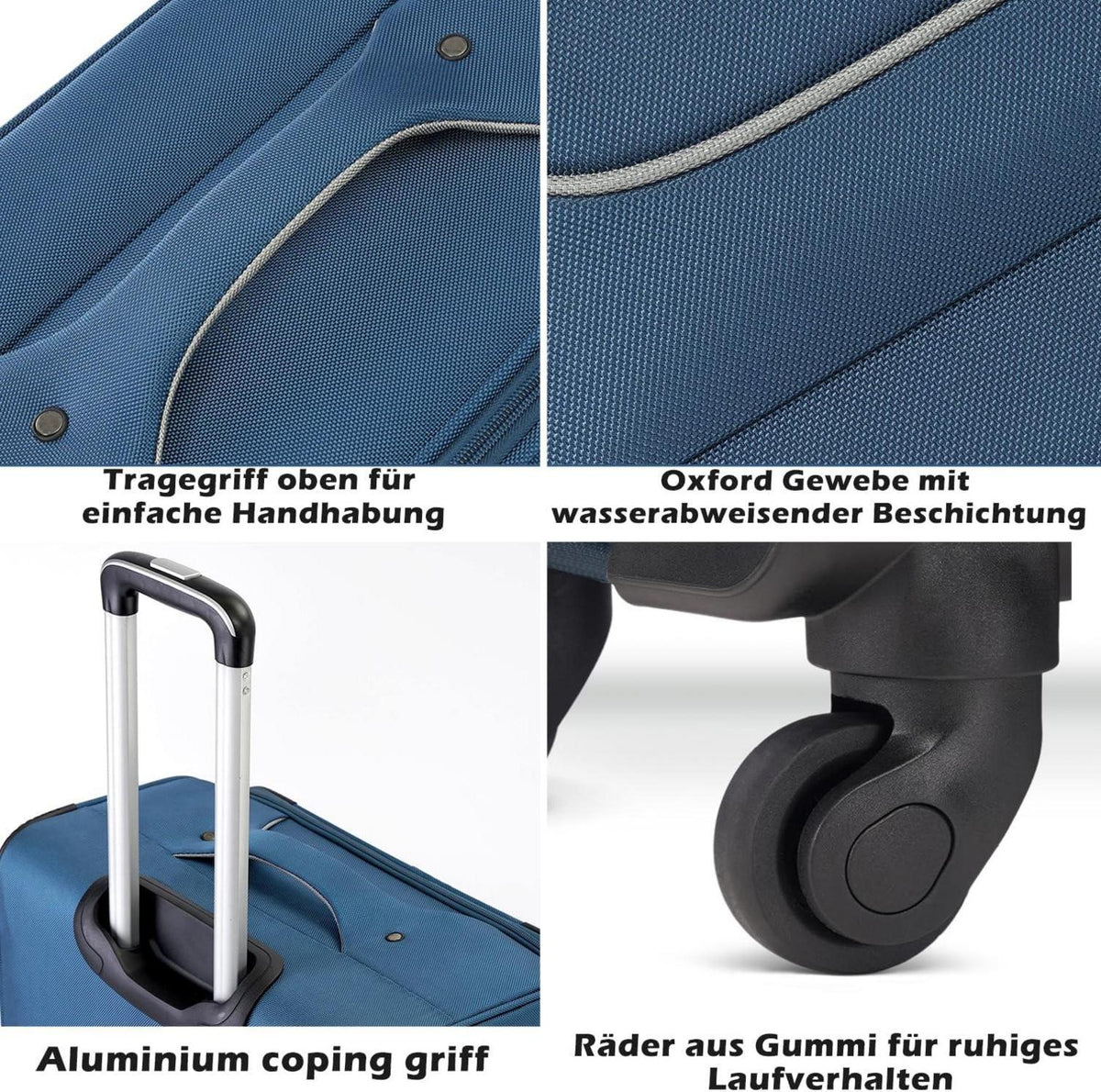Koffer Trolley Reisekoffer 4 Rollen Handgepäck TSA-Schloss