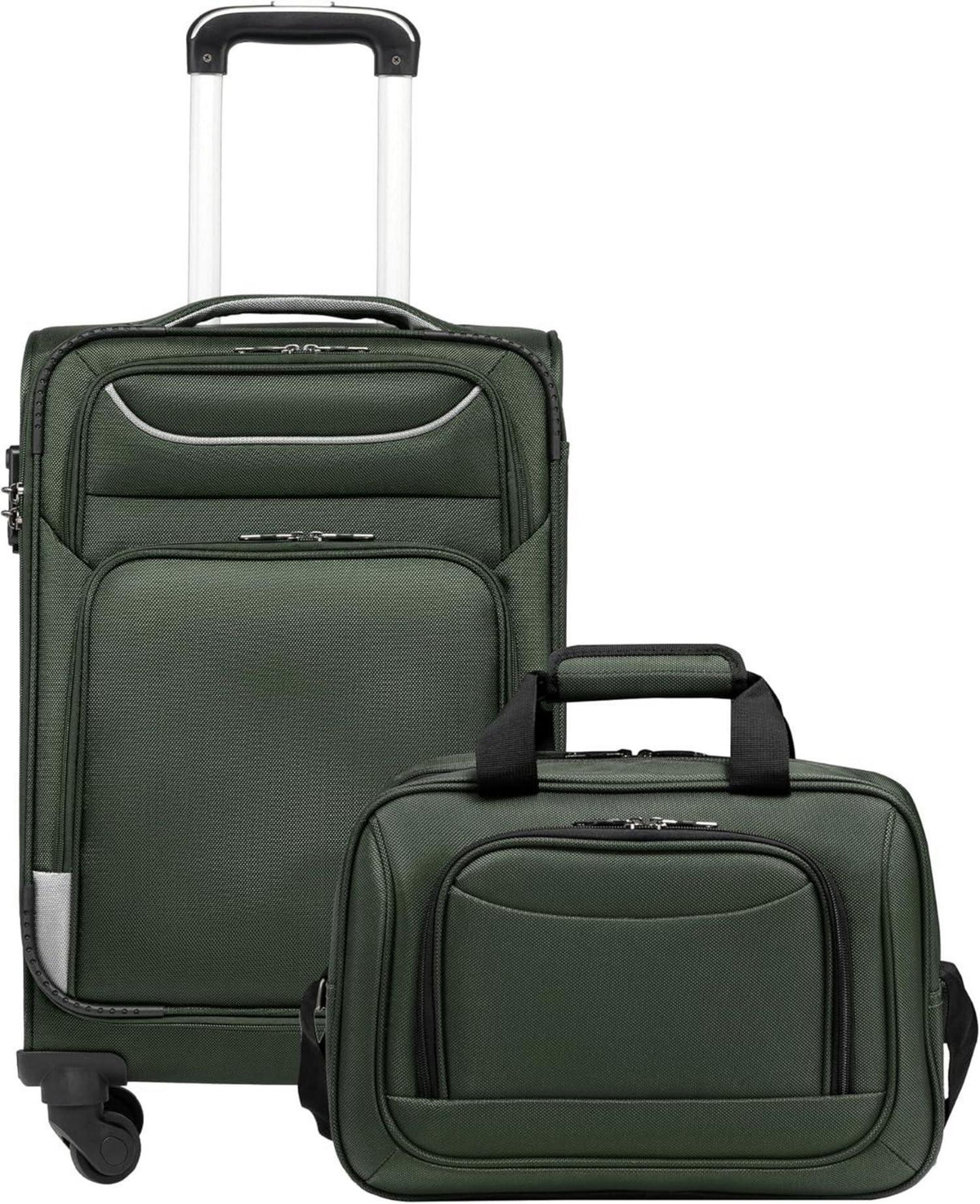 Koffer Trolley Handgepäck Set 2tlg TSA-Schloss Dunkelgrün
