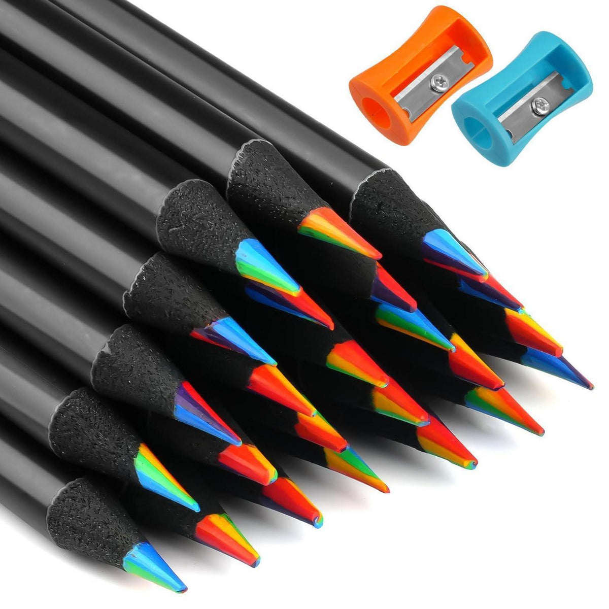 24 Regenbogen Buntstifte 7in1 mit Spitzer – Ideal zum Malen & Zeichnen