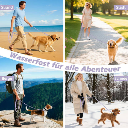 Wasserfeste Schleppleine für Hunde, 10m, Helllila, Abschließbarer Karabiner