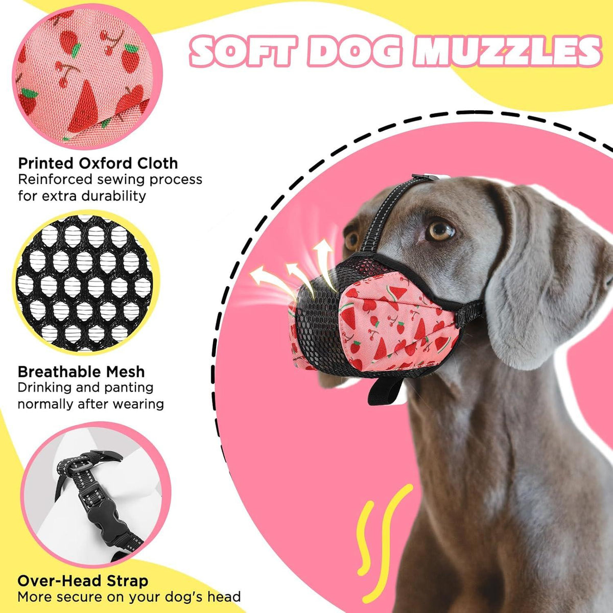Maulkorb Hund Atmungsaktives Mesh Verstellbarer Schlaufe XL
