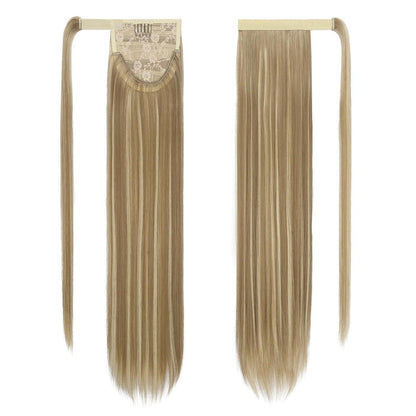 Langer glatter Pferdeschwanz Haarteil – Hellbraun & Blond 70cm