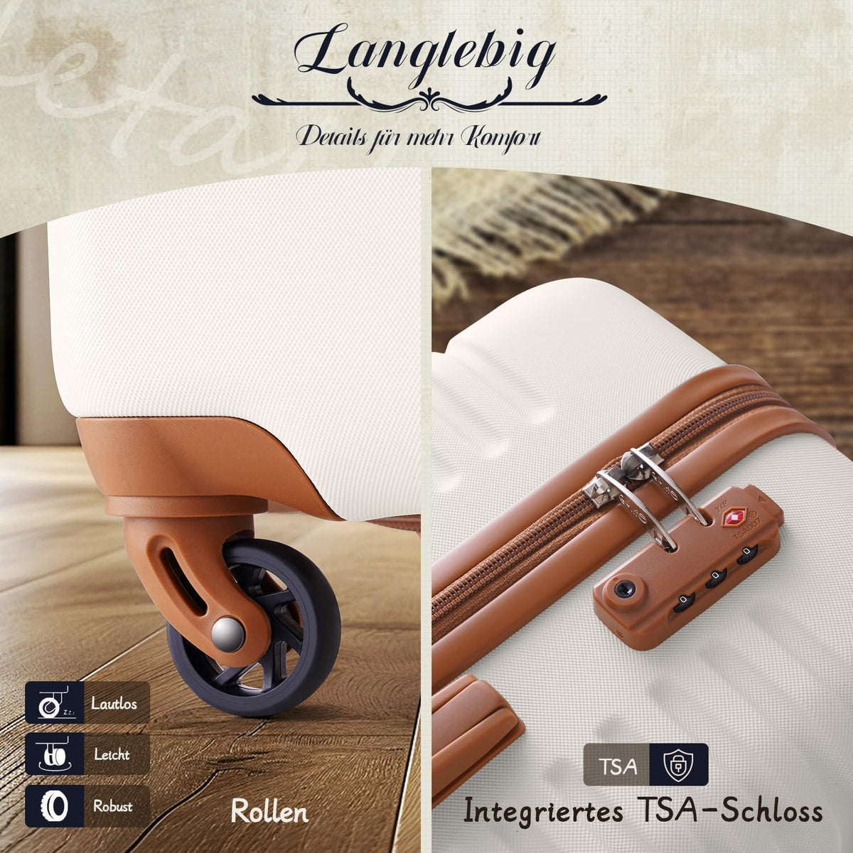 COOLIFE Koffer Set 5-tlg: Hartschale, TSA-Schloss & 360° Räder