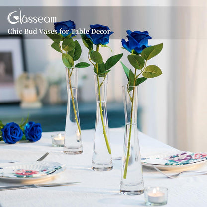 Moderne Glasvase 6er Set 24.5cm Hoch Schmal für Blumen