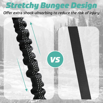 Hundeleine Bungee Elastisch mit 2 Griffen, Schwarz 134-183cm