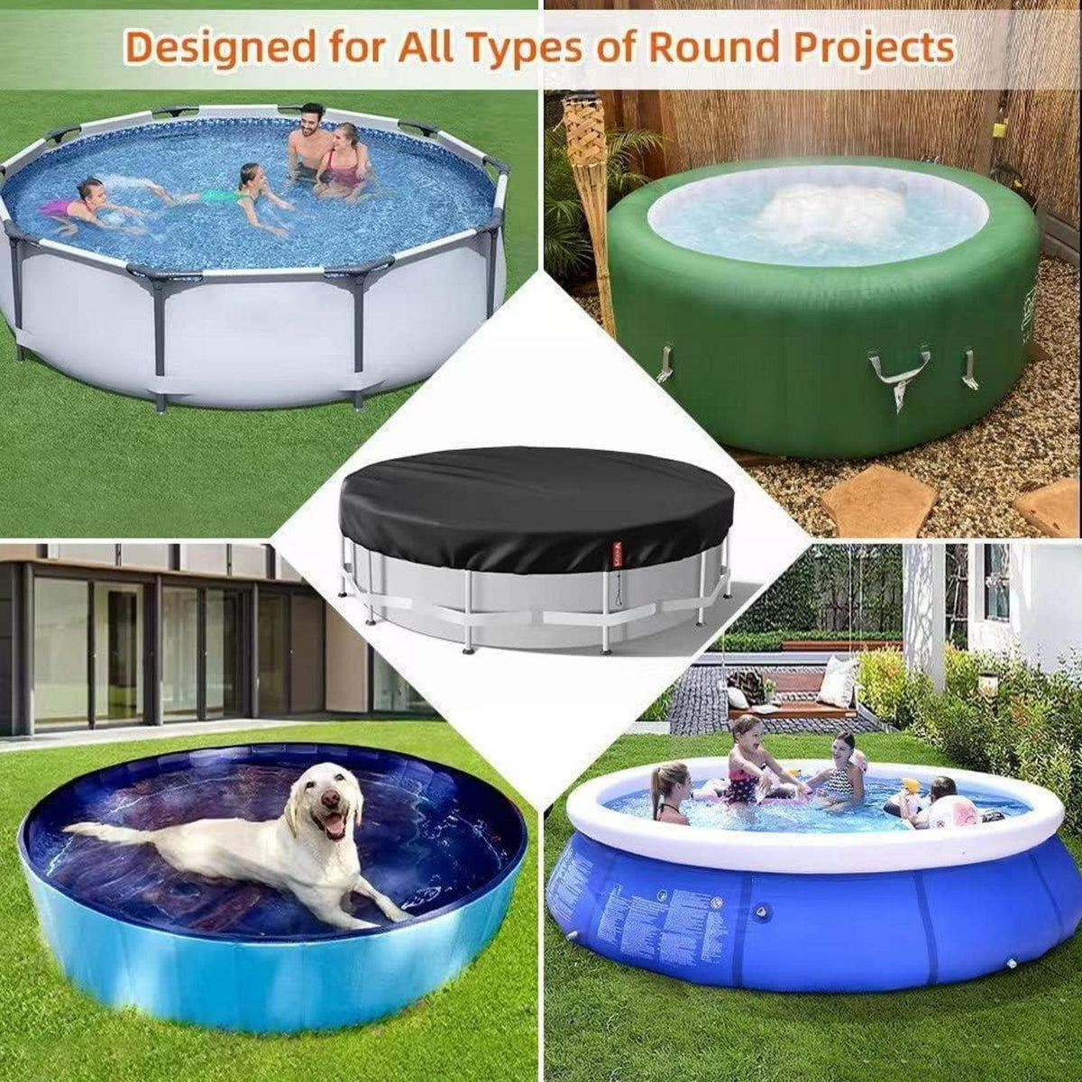Poolabdeckung 780cm Schwarz – UV-Schutz & Winddicht