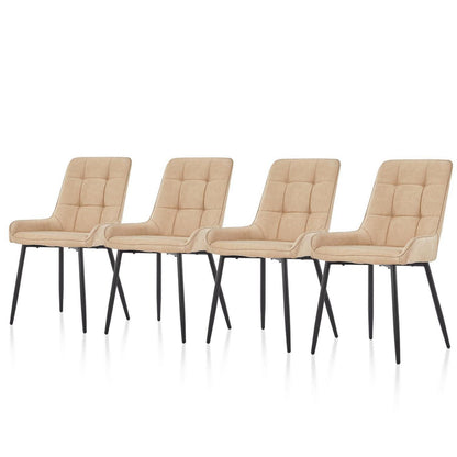 Esszimmerstühle Set 4er, Gepolstert & Modern Beige in Lederoptik