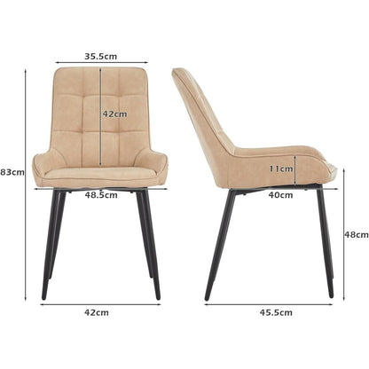 Esszimmerstühle Set 4er, Gepolstert & Modern Beige in Lederoptik