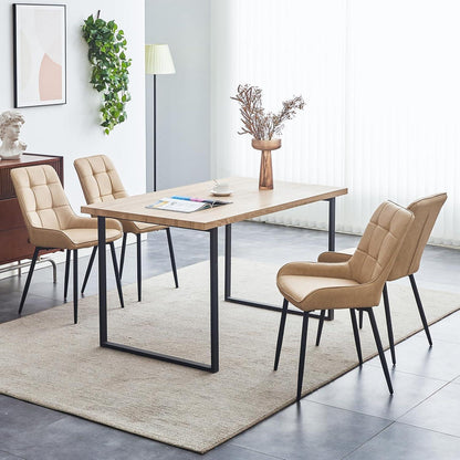 Esszimmerstühle Set 4er, Gepolstert & Modern Beige in Lederoptik