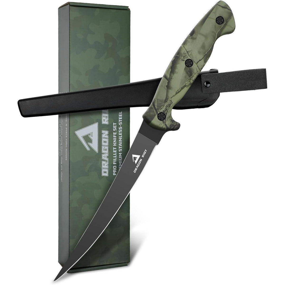 Filetiermesser Edelstahl mit Anti-Rutsch-Griff, Outdoor-Messer für Fisch