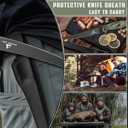Filetiermesser Edelstahl mit Anti-Rutsch-Griff, Outdoor-Messer für Fisch