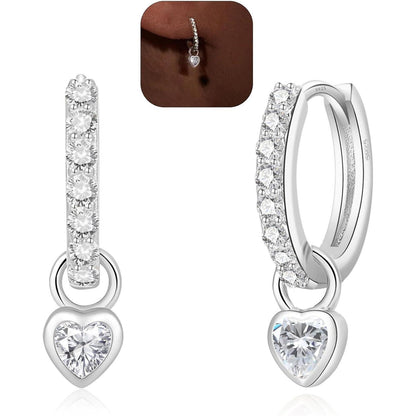 Silber 925 Ohrringe Damen Herz Creolen mit Zirkonia