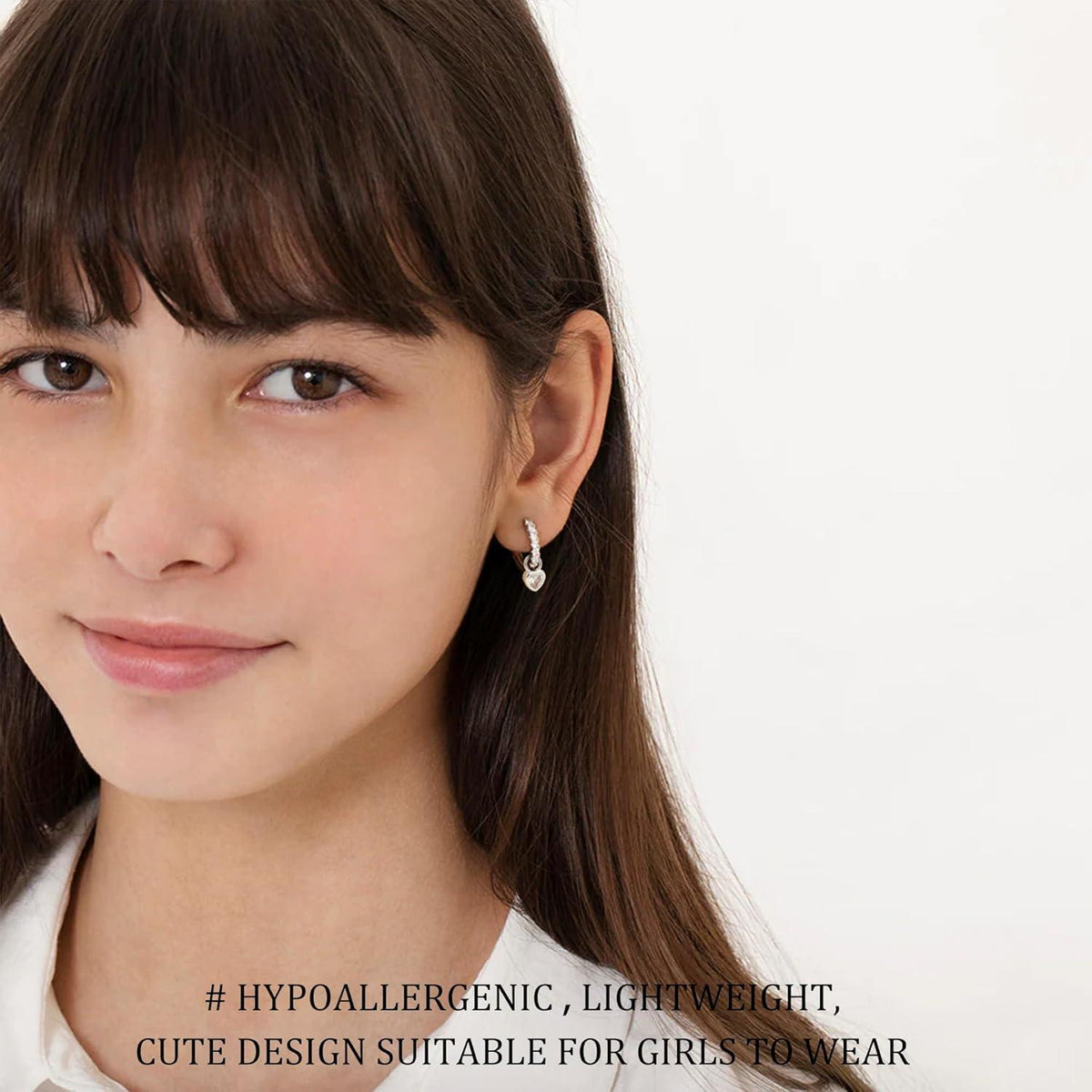 Silber 925 Ohrringe Damen Herz Creolen mit Zirkonia