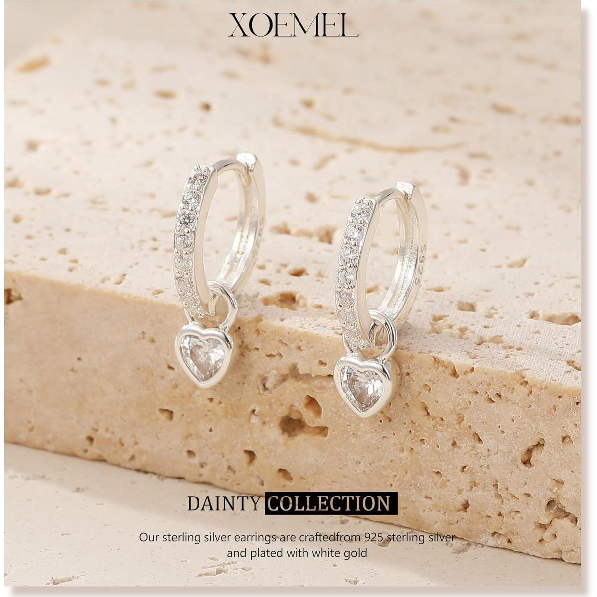 Silber 925 Ohrringe Damen Herz Creolen mit Zirkonia