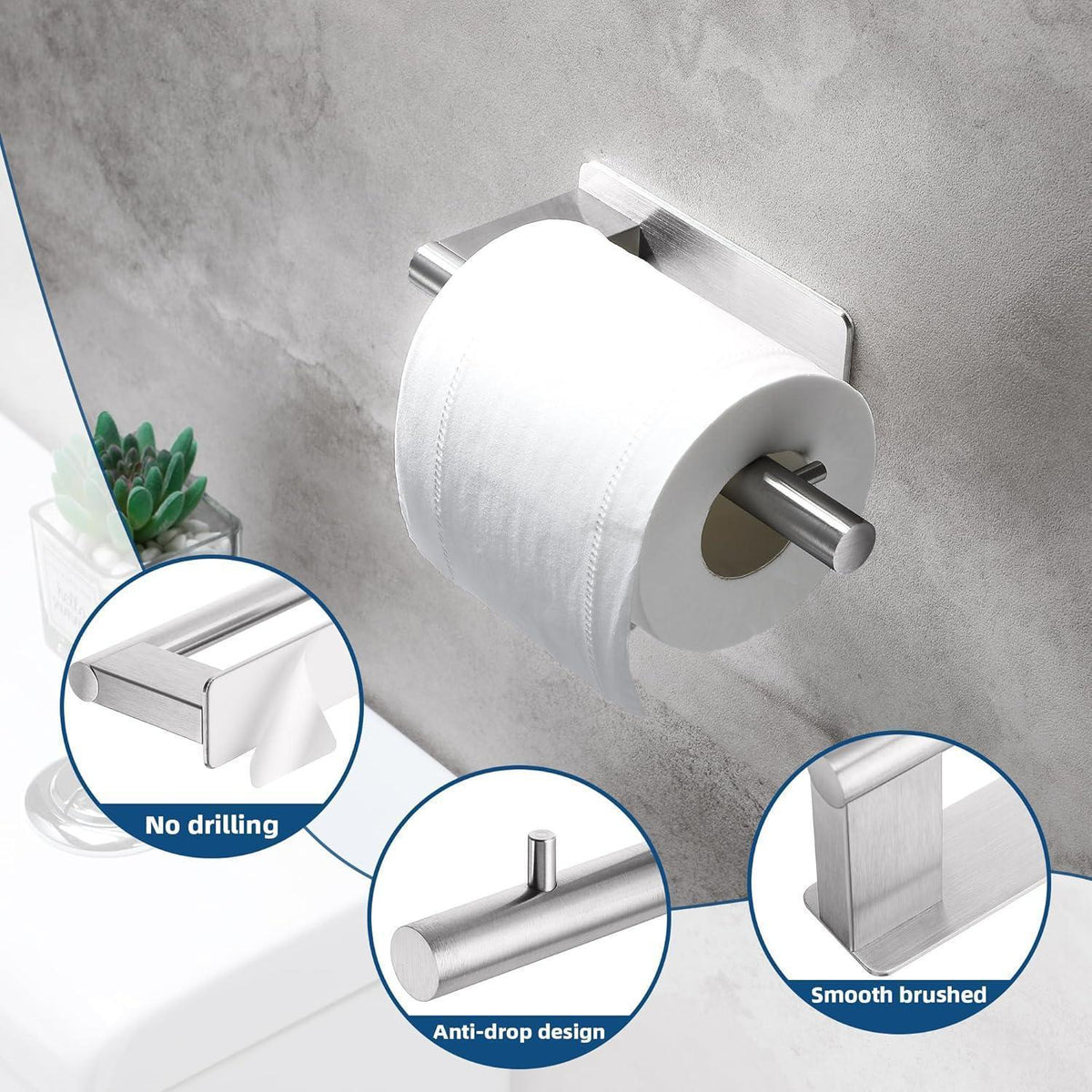 Toilettenpapierhalter Edelstahl ohne Bohren mit Klebehaken