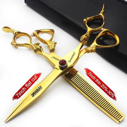 Professionelle Haarschere Set mit Saphir & Ausdünnschere