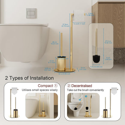 WC Garnitur Gold – Edelstahl Toilettenpapierhalter & Bürste