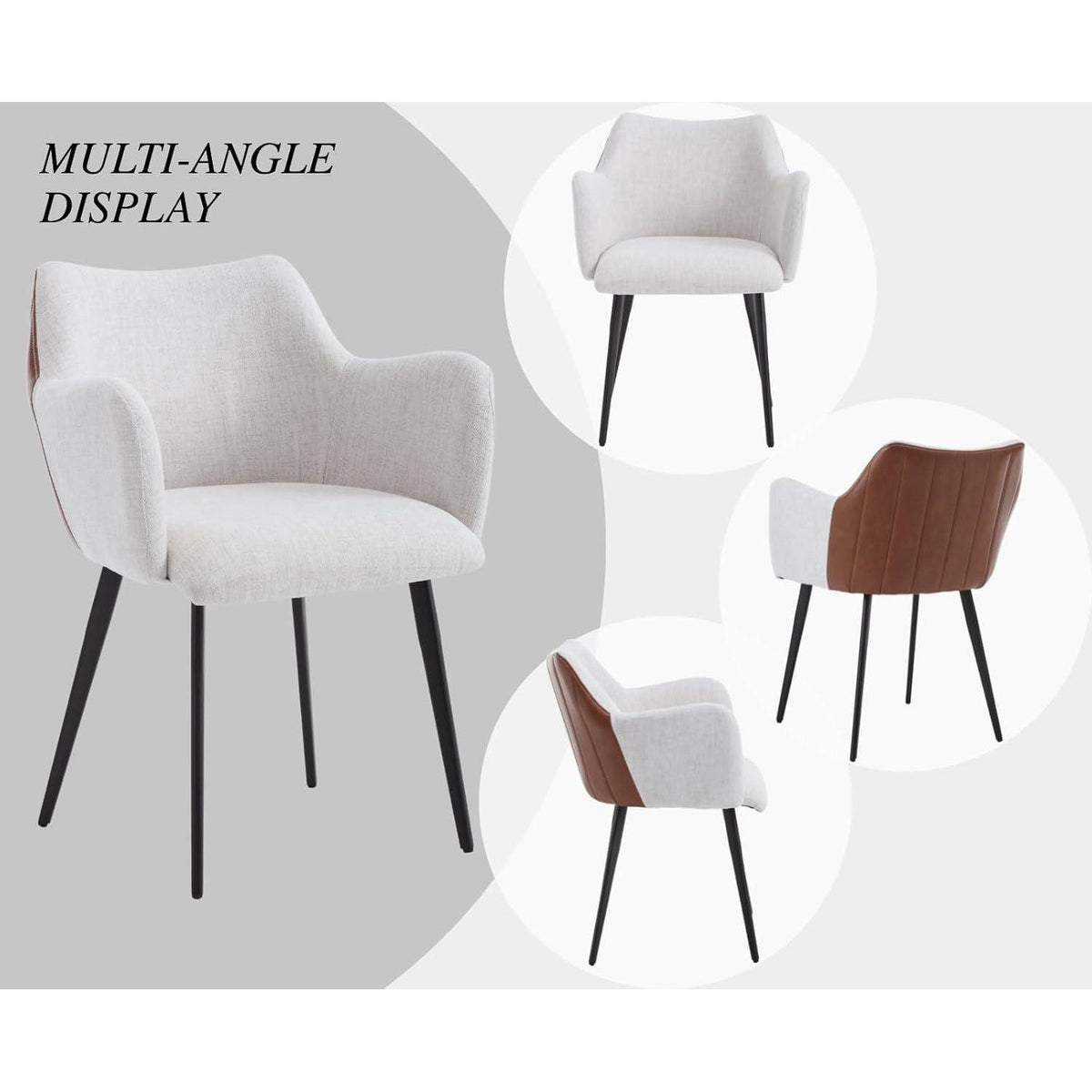 Esszimmerstühle 2er Set Modern Beige Leinen in Lederoptik