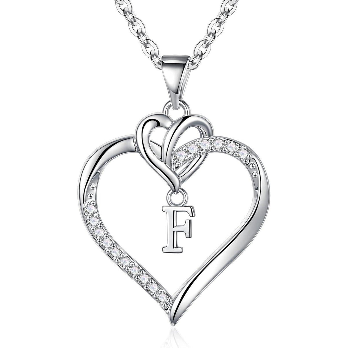 Herz Halskette Damen 14K Gold/Weißgold Vergoldet Zirkonia Anhänger Silber
