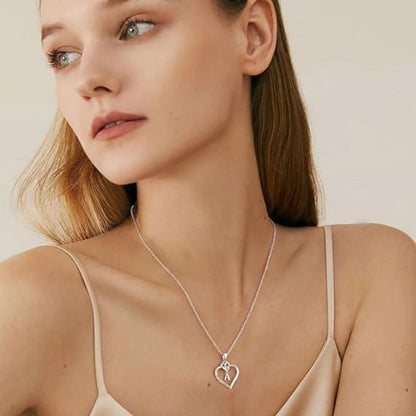 Herz Halskette Damen 14K Gold/Weißgold Vergoldet Zirkonia Anhänger Silber