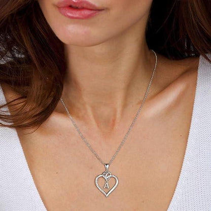 Herz Halskette Damen 14K Gold/Weißgold Vergoldet Zirkonia Anhänger Silber