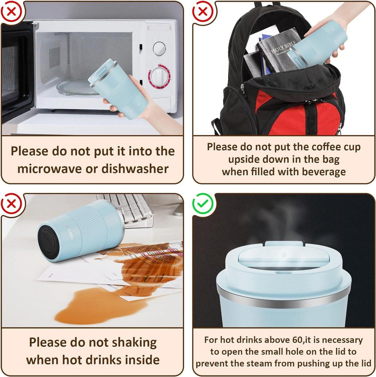 Thermobecher Kaffeebecher Auslaufsicher Isolierbecher Edelstahl Travel