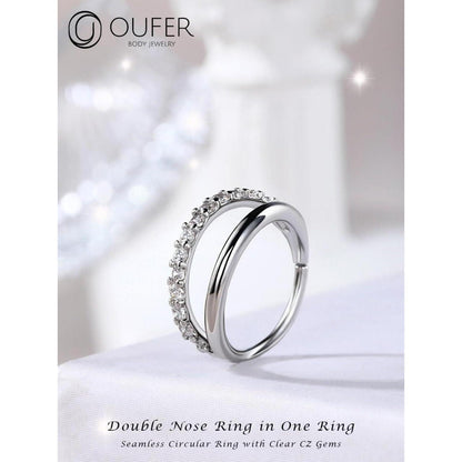 Nasenring 20G Klar/Blau/Rosa CZ 8mm Edelstahl Knorpel Ohrpiercing