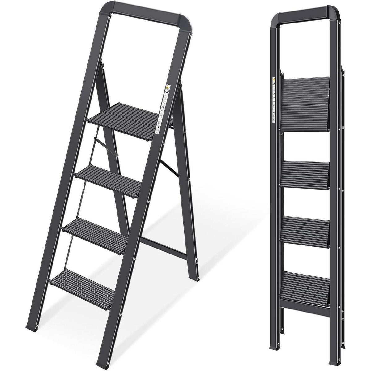 Klapptrittleiter 4 Stufen mit Handlauf, Aluminium, bis 150 kg