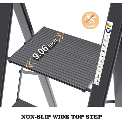 Klapptrittleiter 4 Stufen mit Handlauf, Aluminium, bis 150 kg
