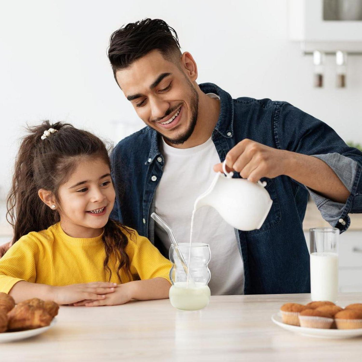 Trinkgläser 550ml Set geripptes Wellen Design 4er Set