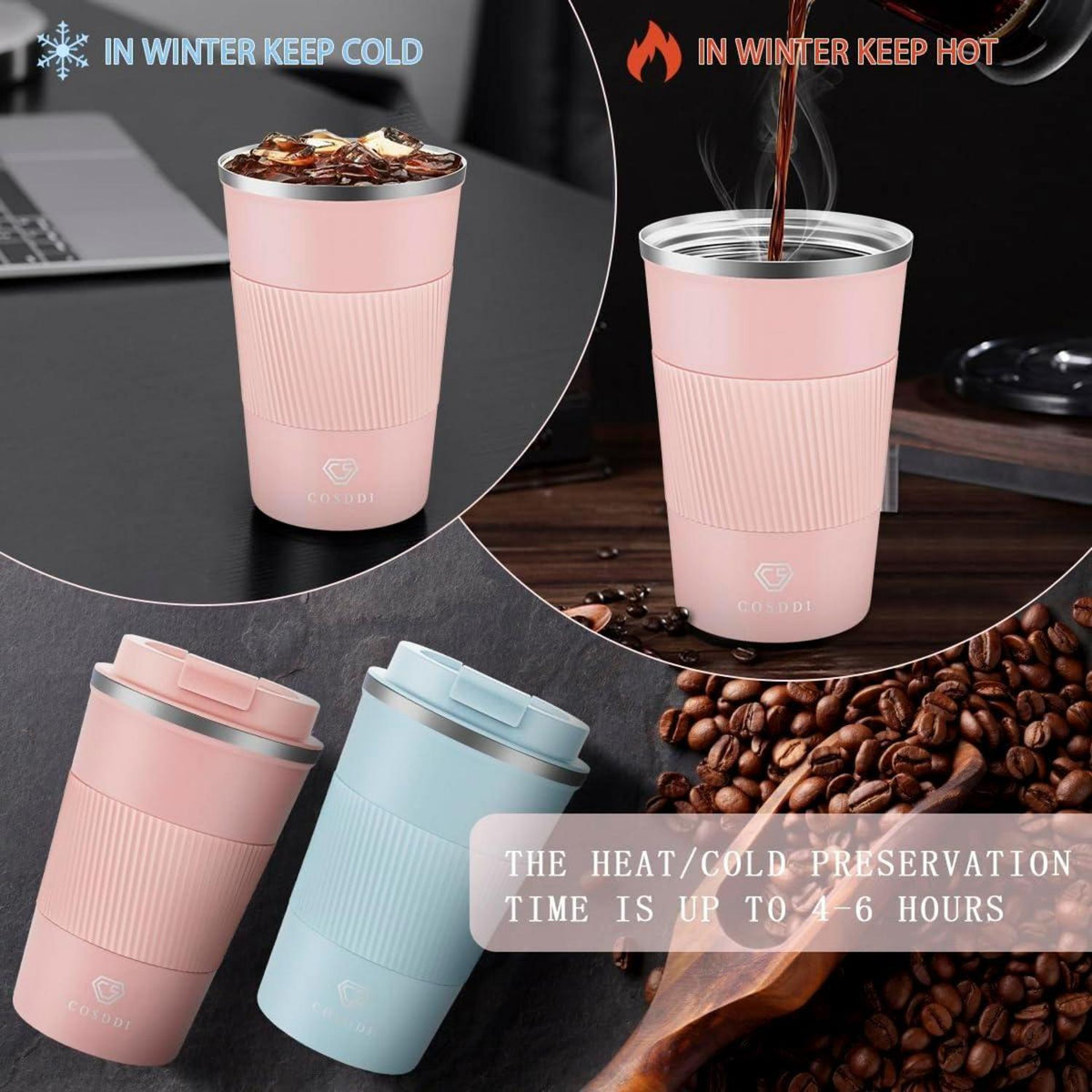 Isolierter Edelstahl Travel Mug 13oz/380ml Vakuum Thermobecher