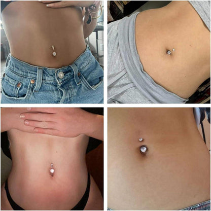 Bauchnabelpiercing 3er Set Edelstahl Zirkonia Gold 14mm
