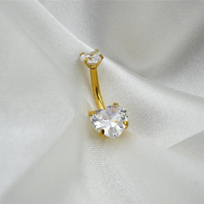 Bauchnabelpiercing 3er Set Edelstahl Zirkonia Gold 14mm