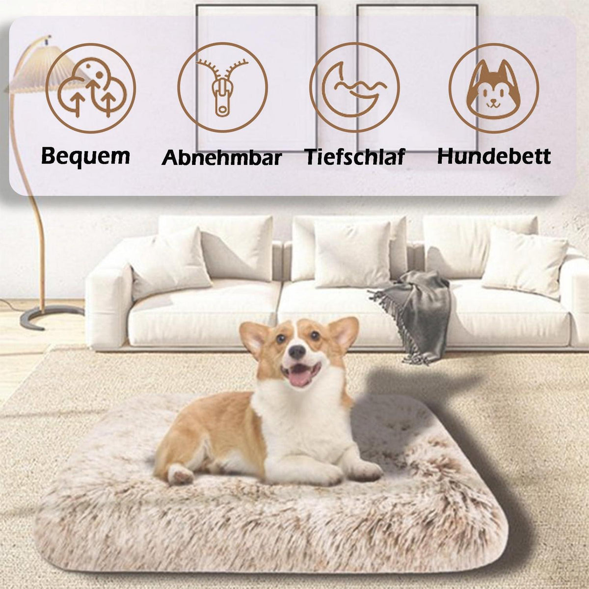Flauschiges Hundebett 120x80x10cm – Orthopädisches Hundesofa Rosa