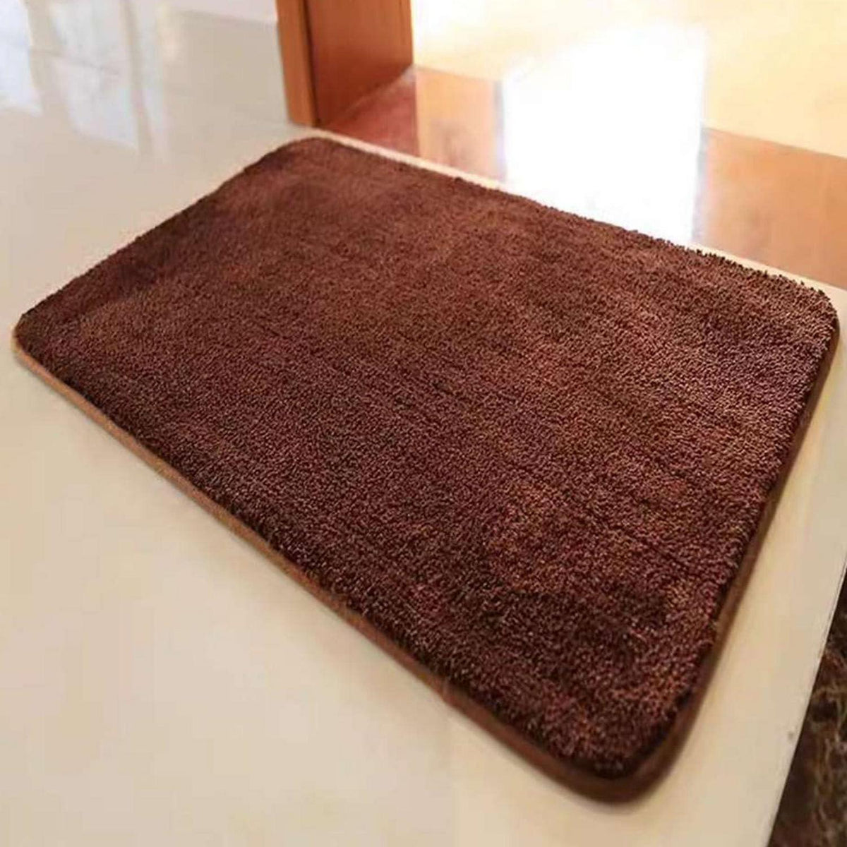 Rutschfester Badezimmerteppich flauschig Braun 100x150 cm