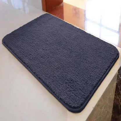 Rutschfester Badteppich Flauschig Dunkelgrau 100x150 cm