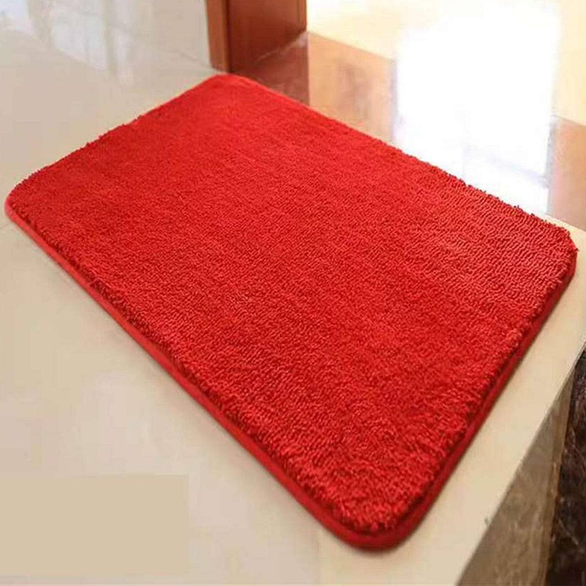Rutschfester Badteppich Flauschig Rot 80 x 110 cm