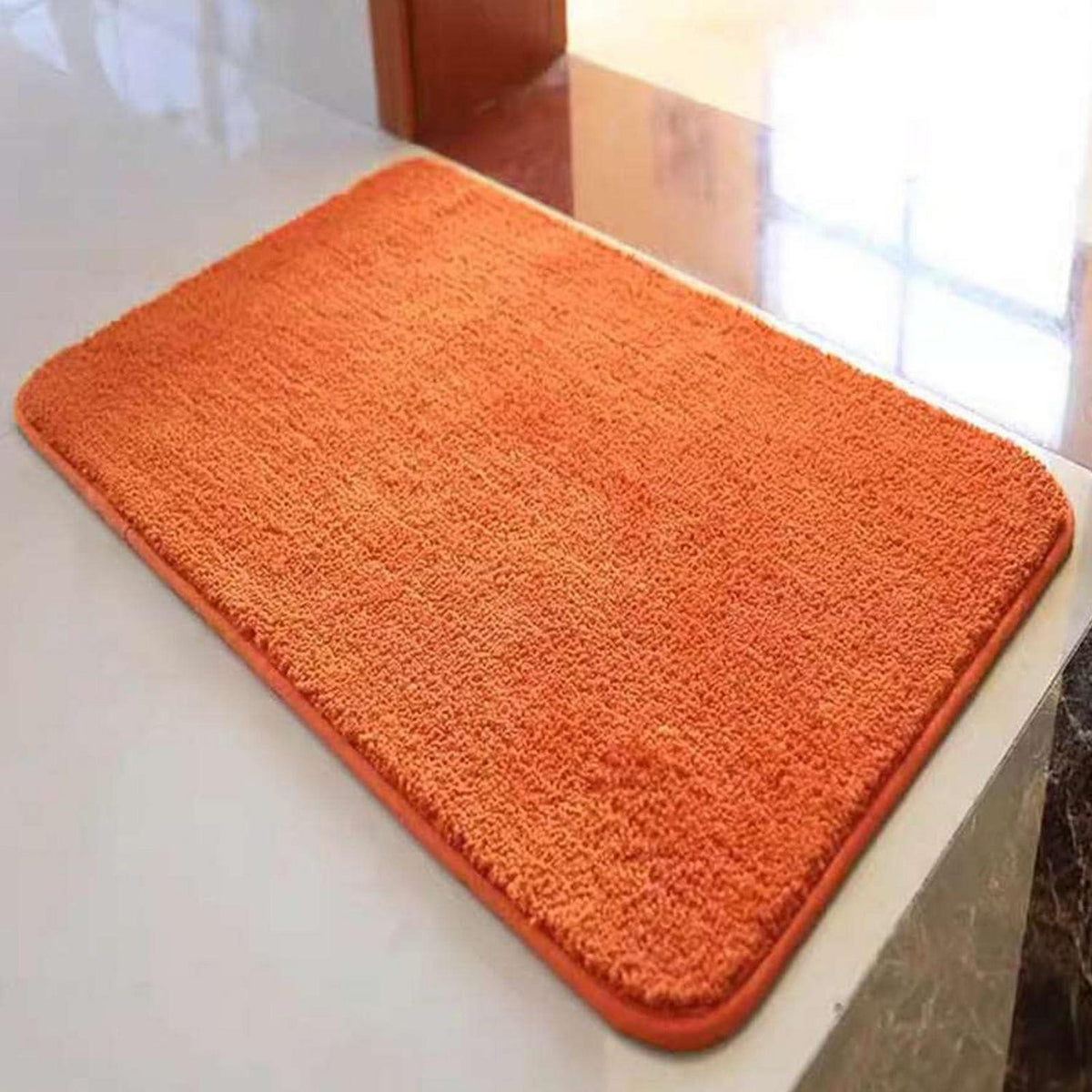 Rutschfester Badezimmerteppich Flauschig Orange 110x140 cm