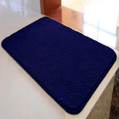 Rutschfester Badezimmerteppich flauschig Navy Blau 100x150 cm
