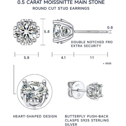 Moissanit Ohrstecker Silber 925 Herz 1 Karat Damen
